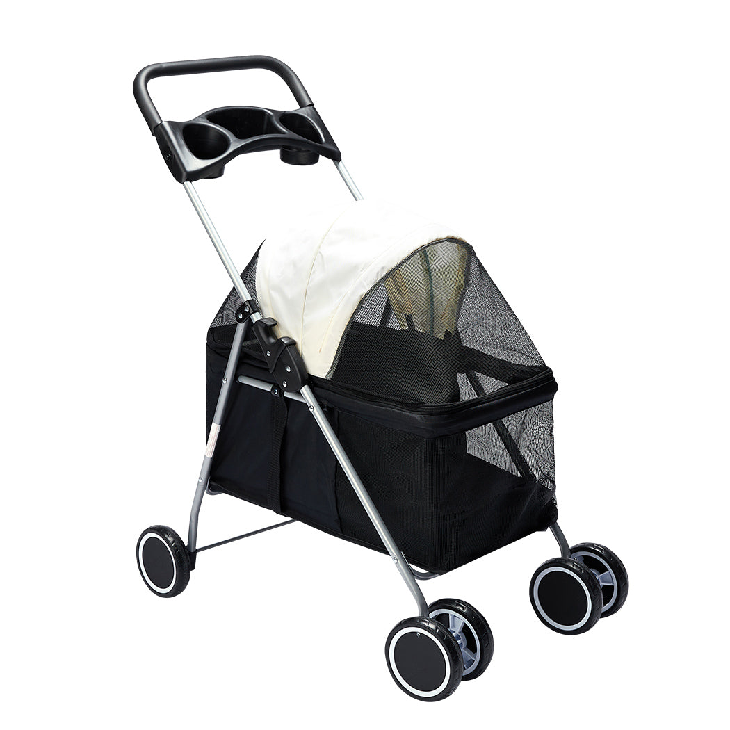 Pet Stroller Dog Cat Pram Foldable Carrier Large Travel 4 Wheels Pushchair Black - image1