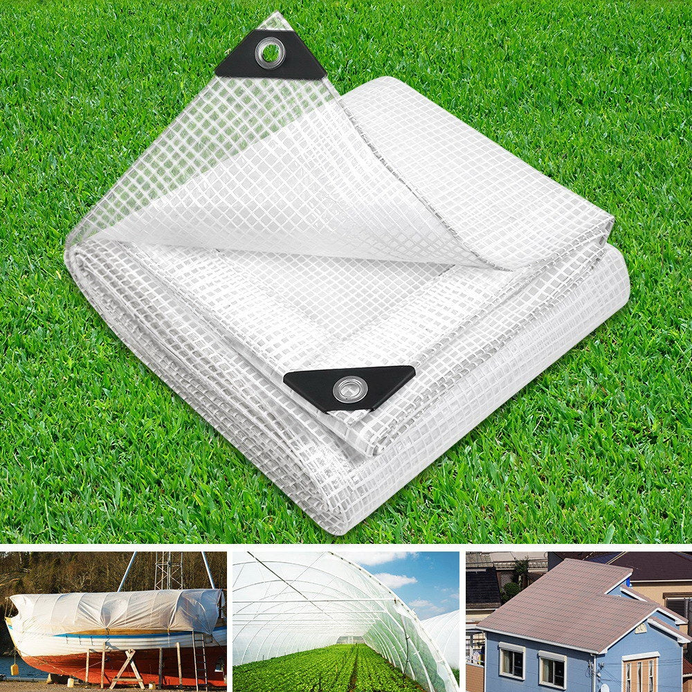 4x6m Tarp Camping Tarps Poly Tarpaulin Heavy Duty Cover 135gsm Clear - image8