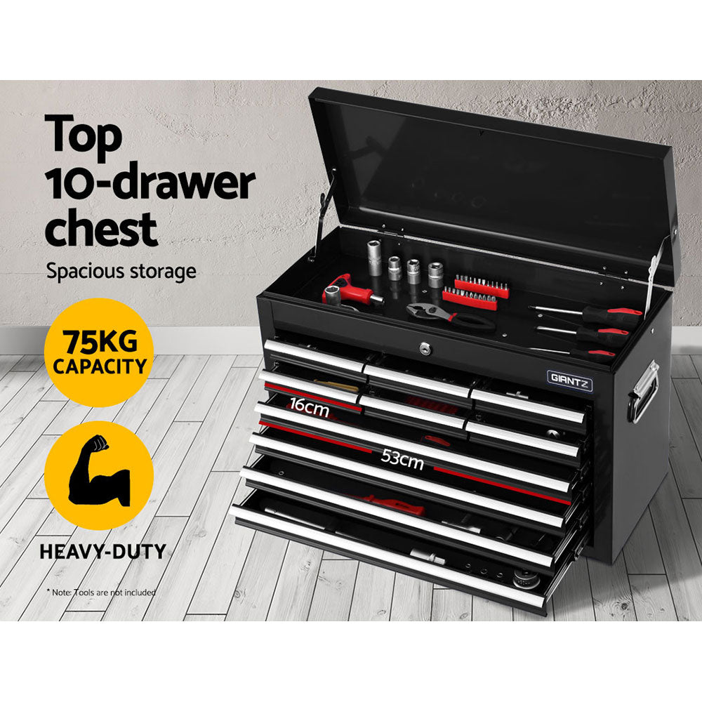 Tool Box Chest Trolley 16 Drawers Cabinet Cart Garage Toolbox Black - image4