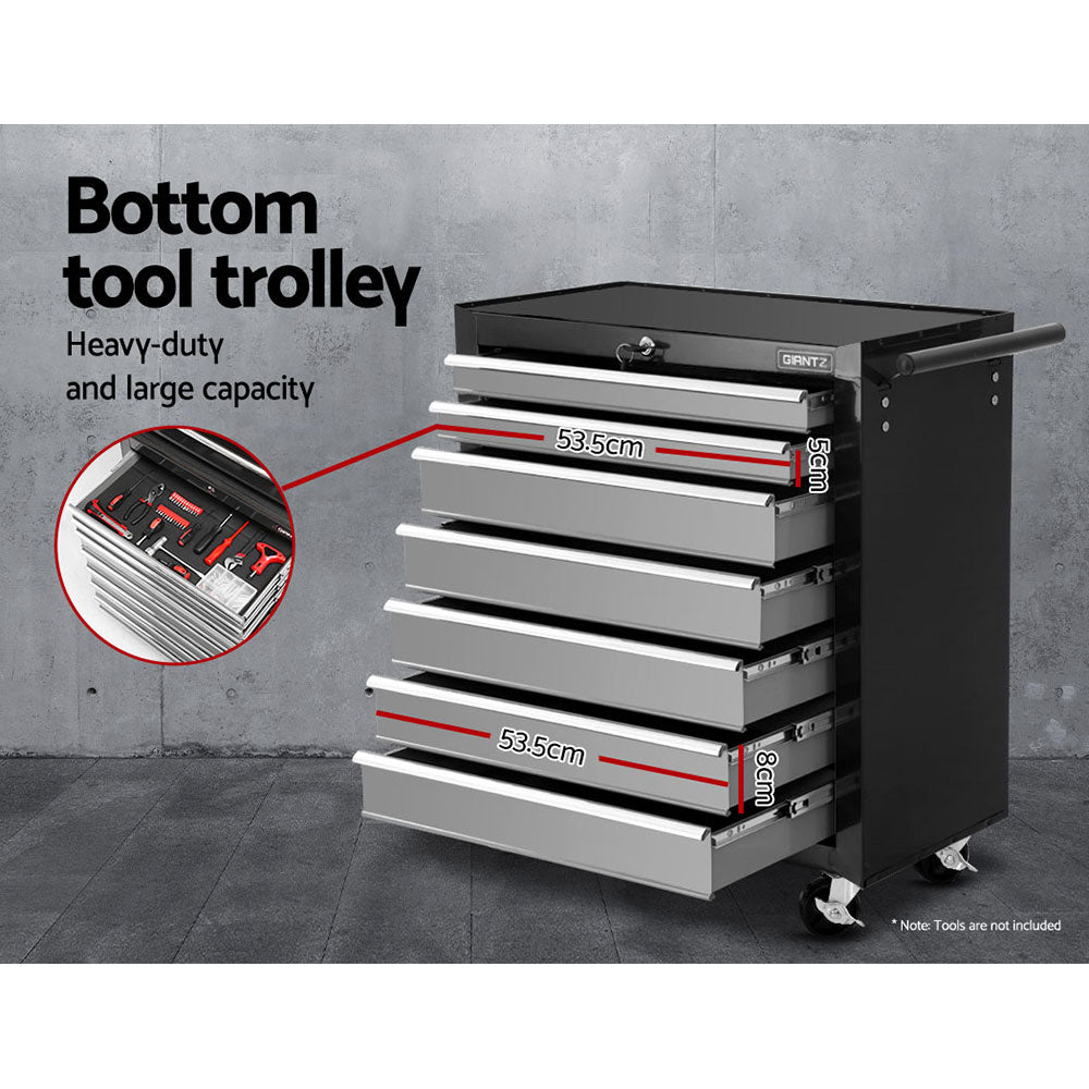 17 Drawers Tool Box Trolley Chest Cabinet Cart Garage Mechanic Toolbox Black and Grey - image5