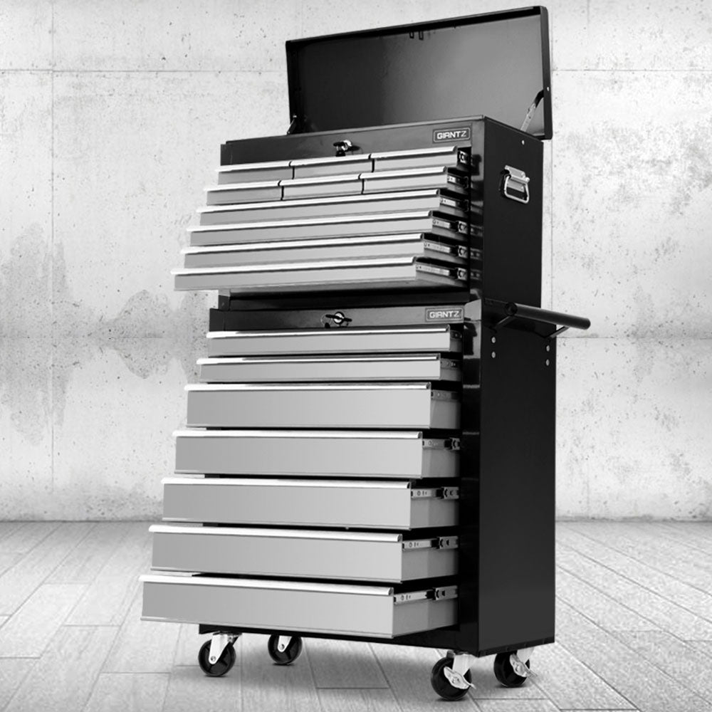 17 Drawers Tool Box Trolley Chest Cabinet Cart Garage Mechanic Toolbox Black and Grey - image7