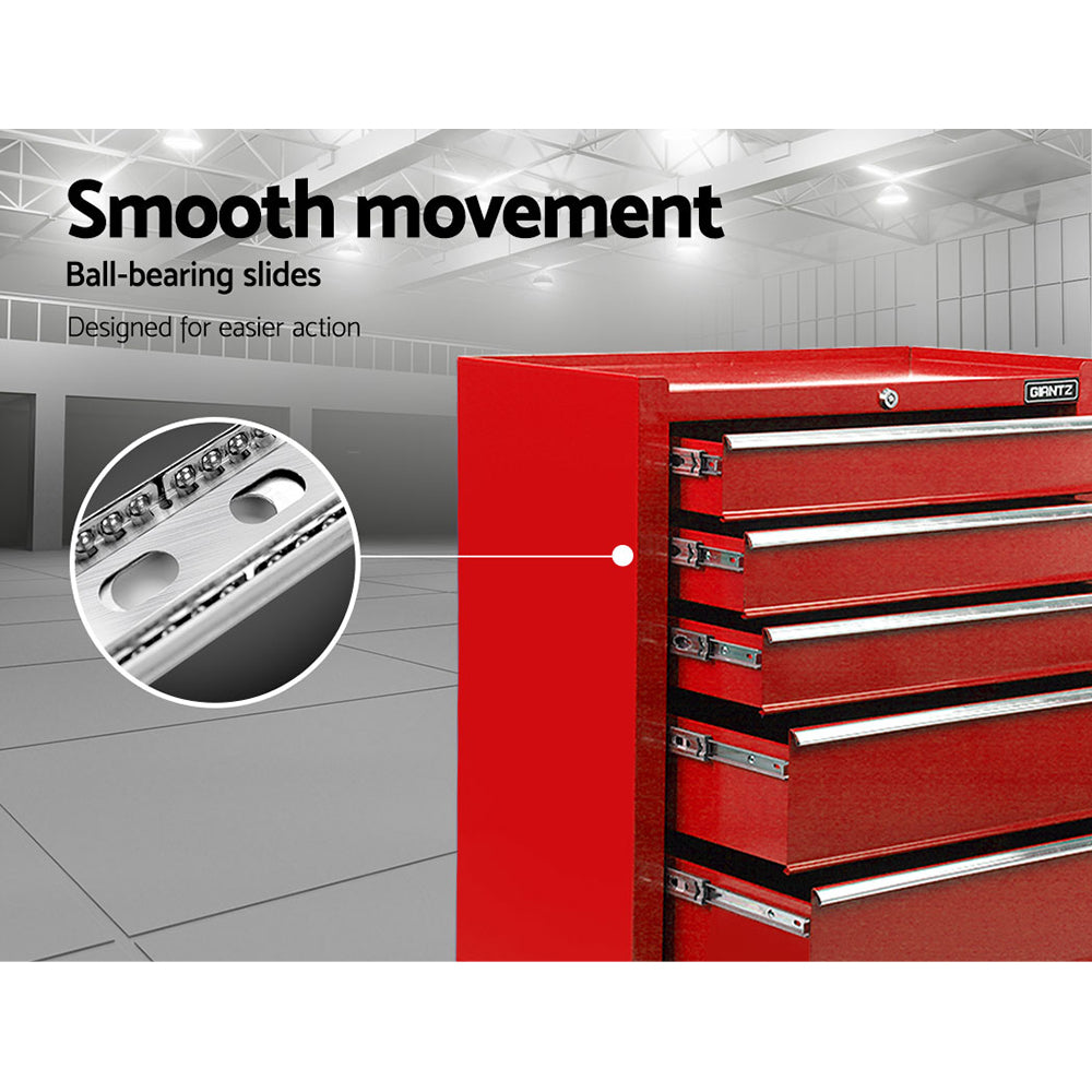 5 Drawer Mechanic Tool Box Storage Trolley - Red - image5