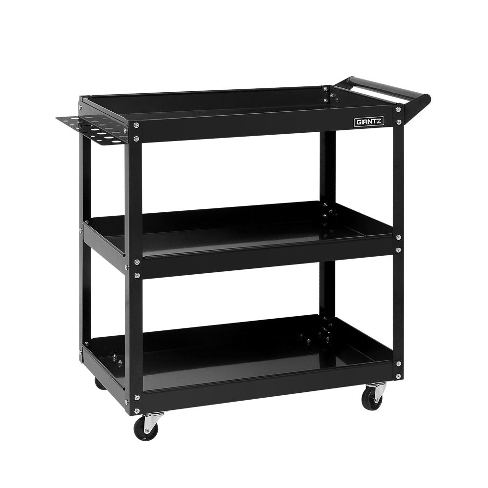 Tool Cart 3 Tier Parts Steel Trolley Mechanic Storage Organizer Black - image1