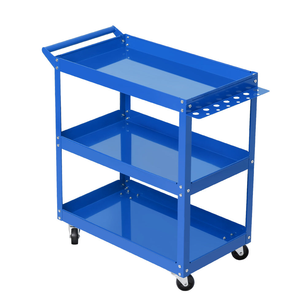 Tool Cart 3 Tier Parts Steel Trolley Mechanic Storage Organizer Blue - image3