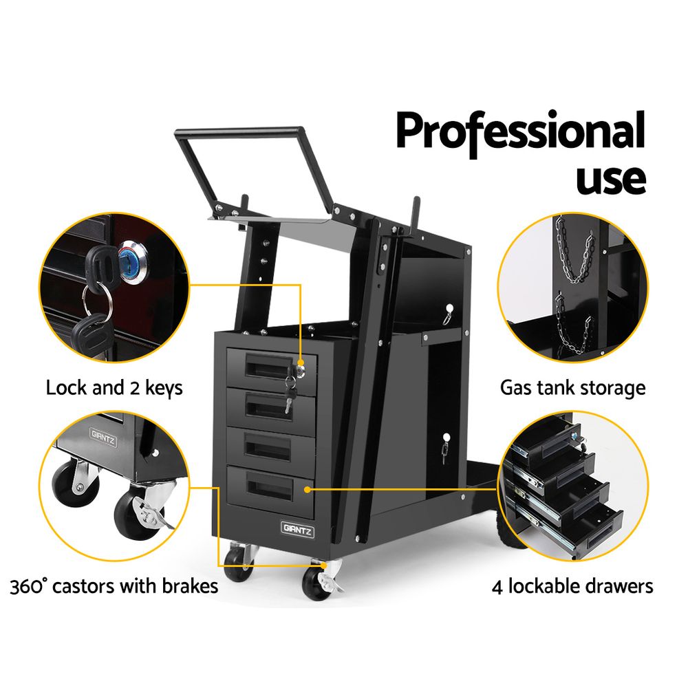 4 Drawer Welding Trolley - Black - image3