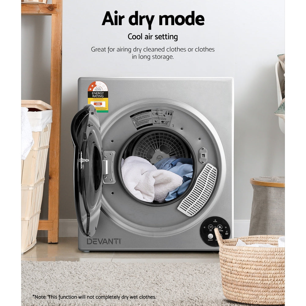 5kg Tumble Dryer Fully Auto Wall Mount Kit Clothes Machine Vented Silver - image5