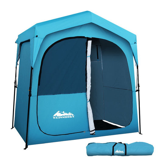 Pop Up Camping Shower Tent Portable Toilet Outdoor Change Room Blue - image1