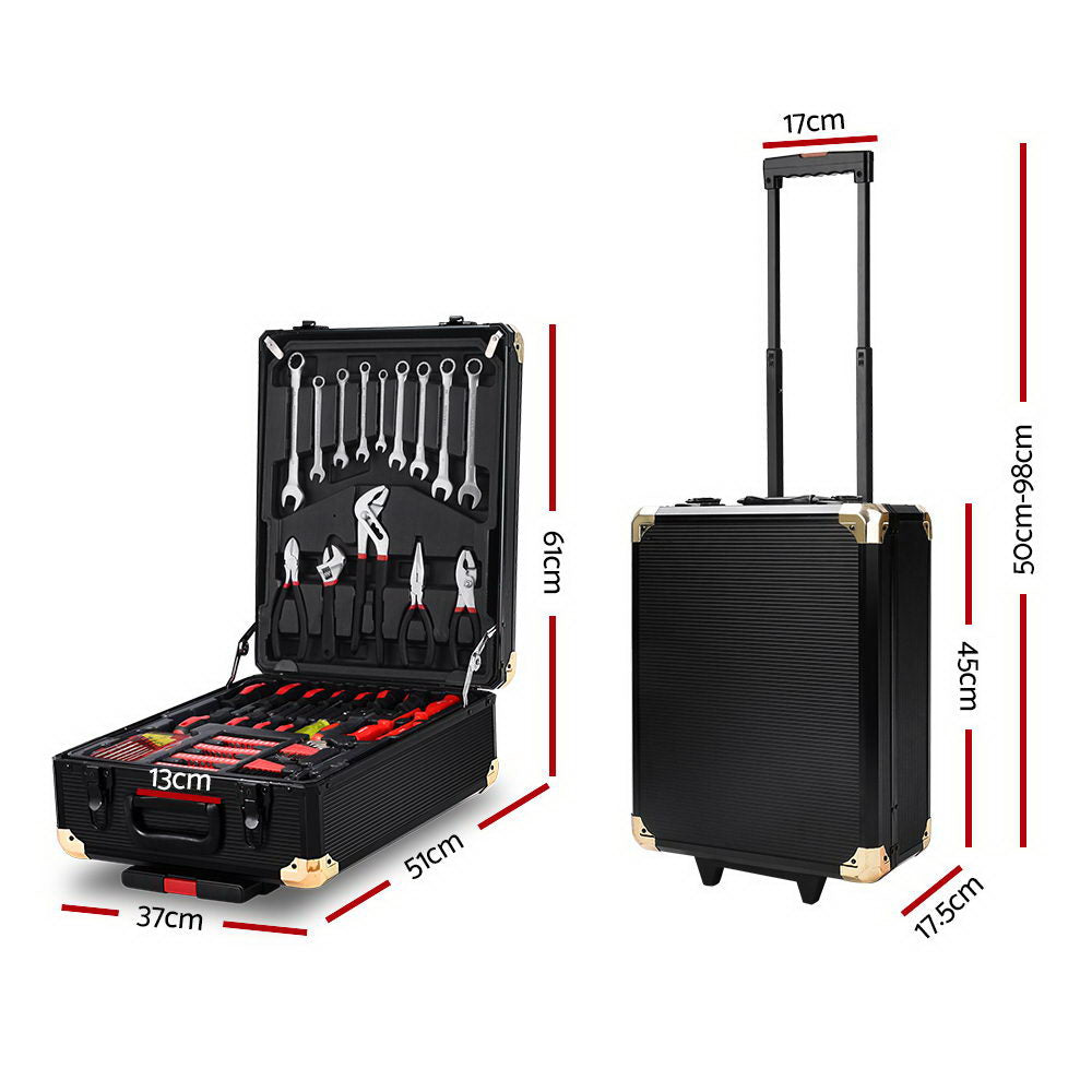 816pcs Tool Kit Trolley Case Mechanics Box Toolbox Portable DIY Set BK - image2