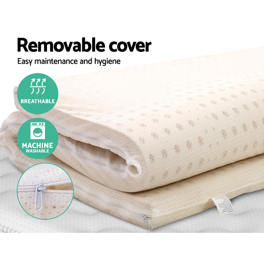 Bedding 7 Zone Latex Mattress Topper Underlay 7.5cm Queen Mat Pad Cover - image6