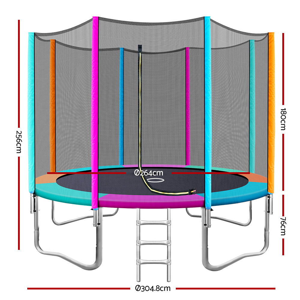 10FT Trampoline Round Trampolines Kids Safety Net Enclosure Pad Outdoor Gift Multi-coloured - image2