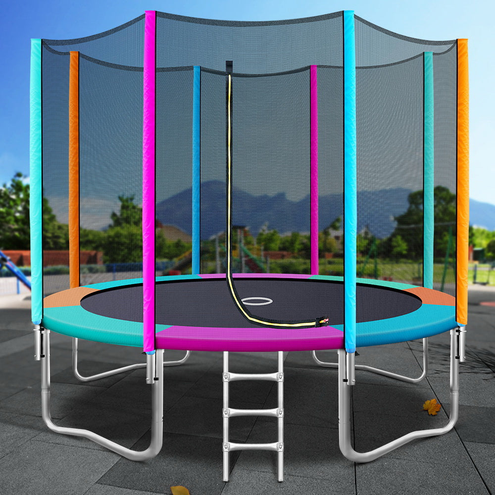 10FT Trampoline Round Trampolines Kids Safety Net Enclosure Pad Outdoor Gift Multi-coloured - image7