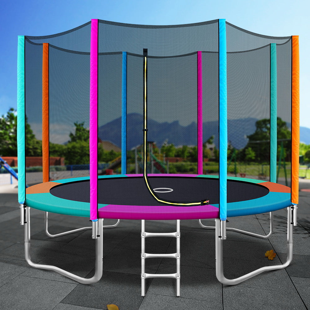 12FT Trampoline Round Trampolines Kids Safety Net Enclosure Pad Outdoor Gift Multi-coloured - image7