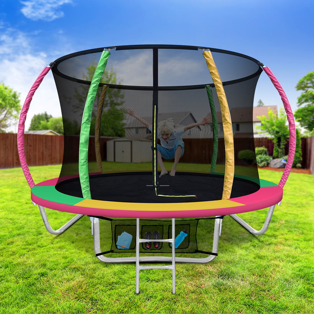 8FT Trampoline Round Trampolines Kids Present Gift Enclosure Safety Net Pad Outdoor Multi-coloured - image7