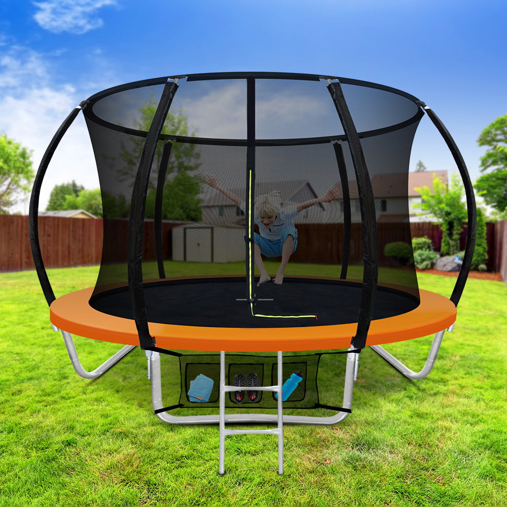 8FT Trampoline Round Trampolines Kids Present Gift Enclosure Safety Net Pad Outdoor Orange - image7