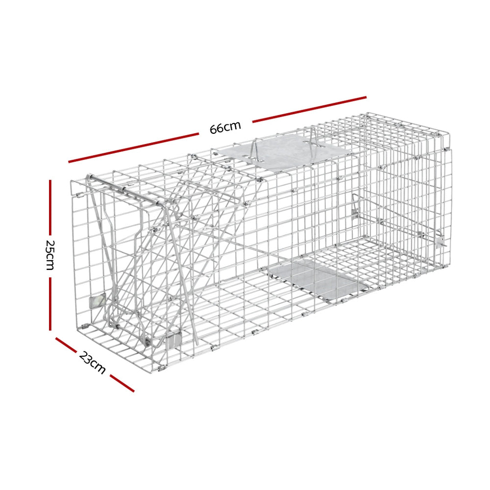 Set of 2 Humane Animal Trap Cage 66 x 23 x 25cm  - Silver - image2