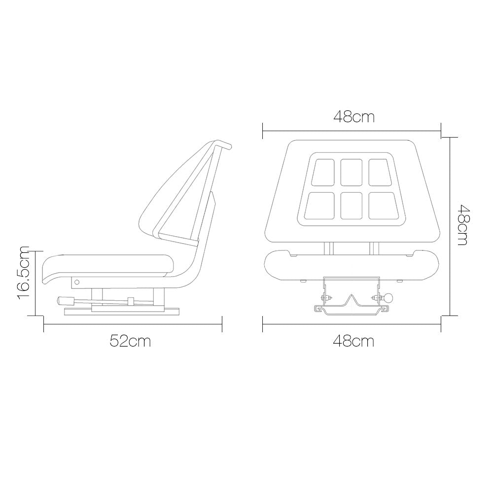 PU Leather Tractor Seat with Sliding Track - Black - image2