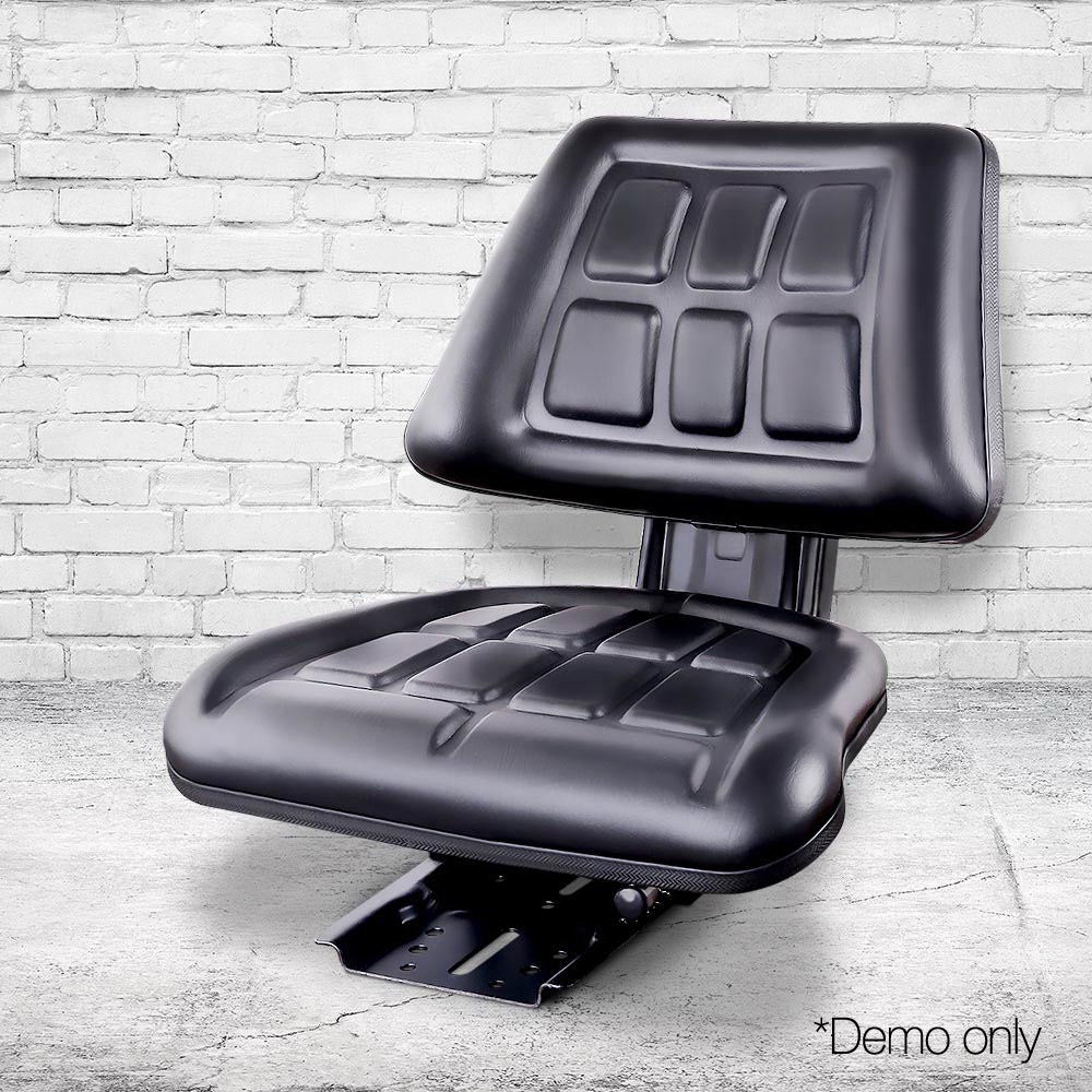 PU Leather Tractor Seat with Sliding Track - Black - image7