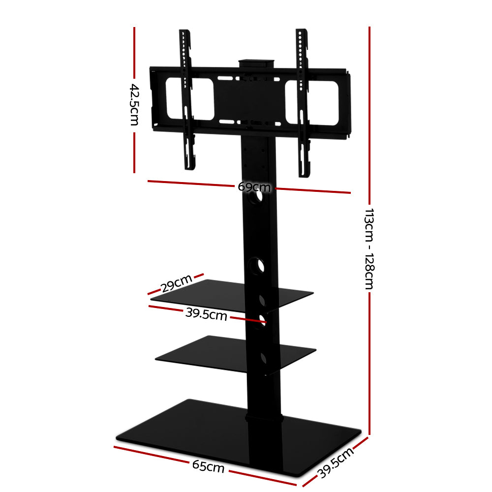 Floor TV Stand Brakcket Mount Swivel Height Adjustable 32 to 70 Inch Black - image2