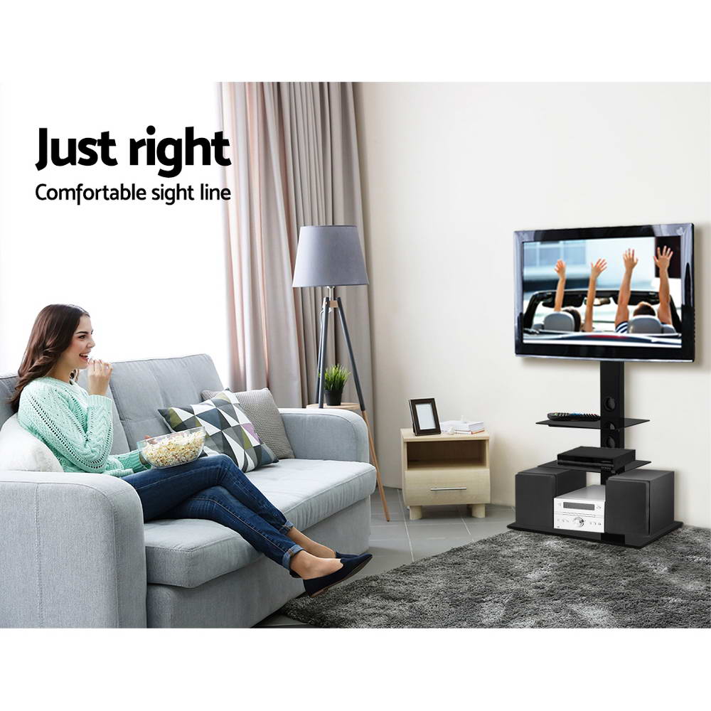 Floor TV Stand Brakcket Mount Swivel Height Adjustable 32 to 70 Inch Black - image4