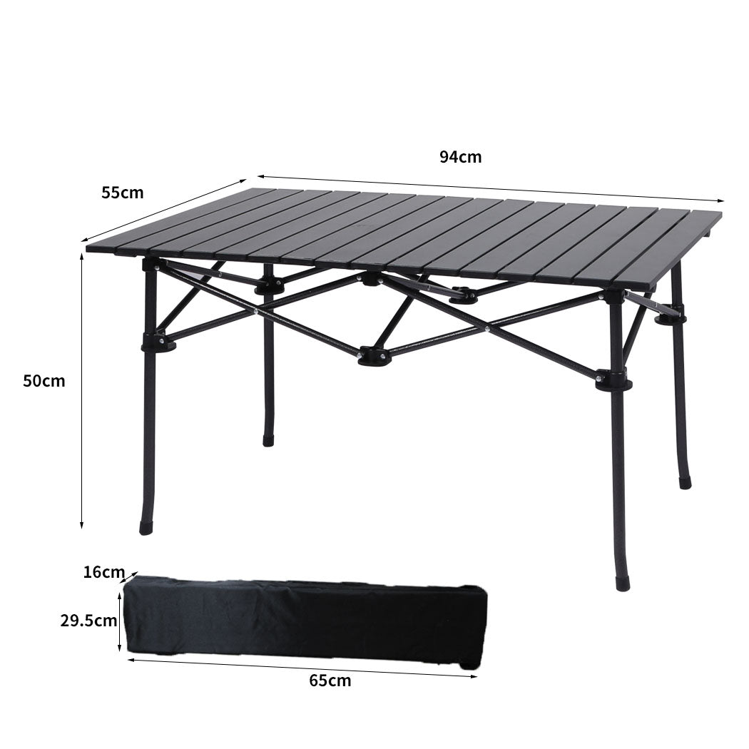Folding Camping Table Portable Aluminium Outdoor Picnic Garden Black - image3