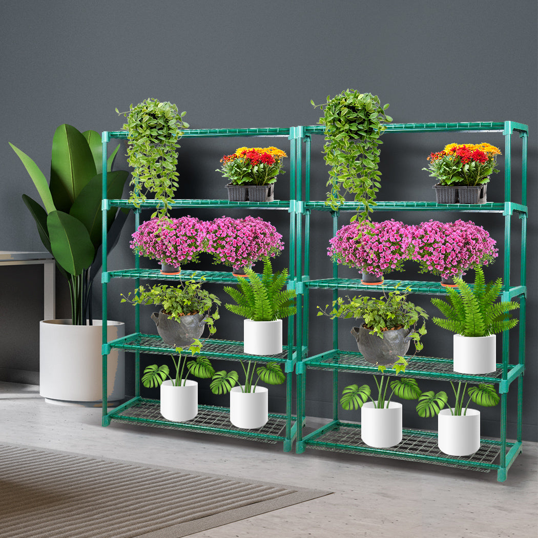 2x 5 Tier Plant Shelve Garden Greenhouse Steel Storage Shelving Frame Stand Rack - image7