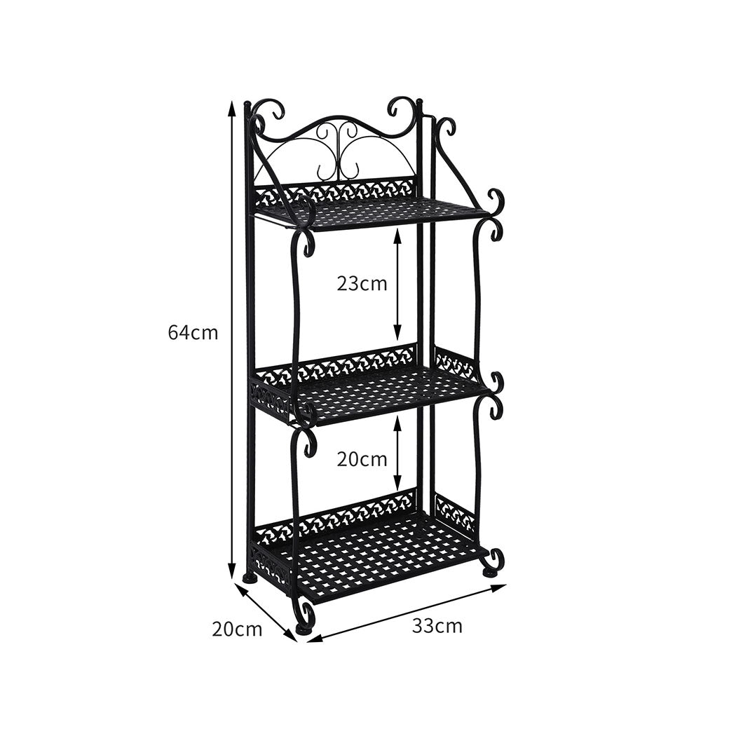 Levede Plant Stand 3 Tiers Outdoor Indoor Metal Flower Pots Rack Garden Shelf - image3