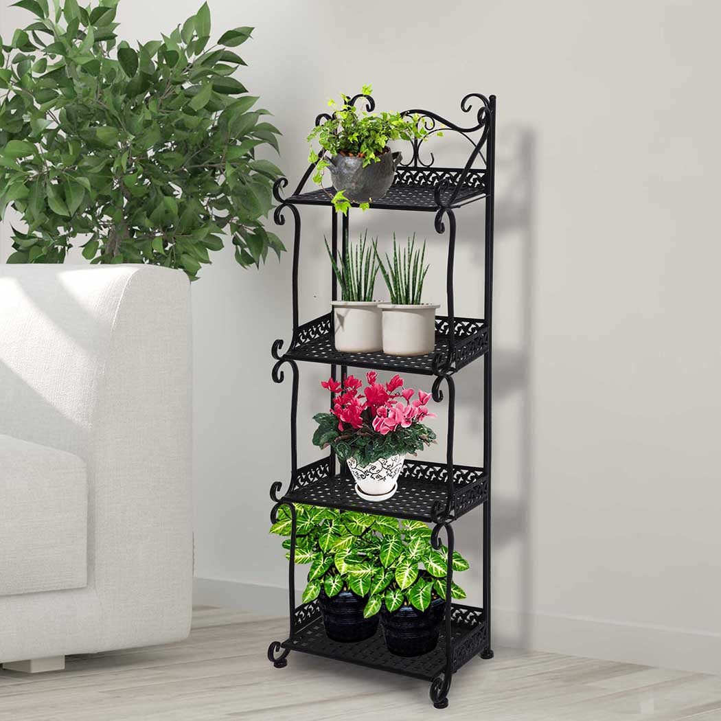 Levede Plant Stand 4 Tiers Outdoor Indoor Metal Flower Pots Rack Garden Shelf - image8