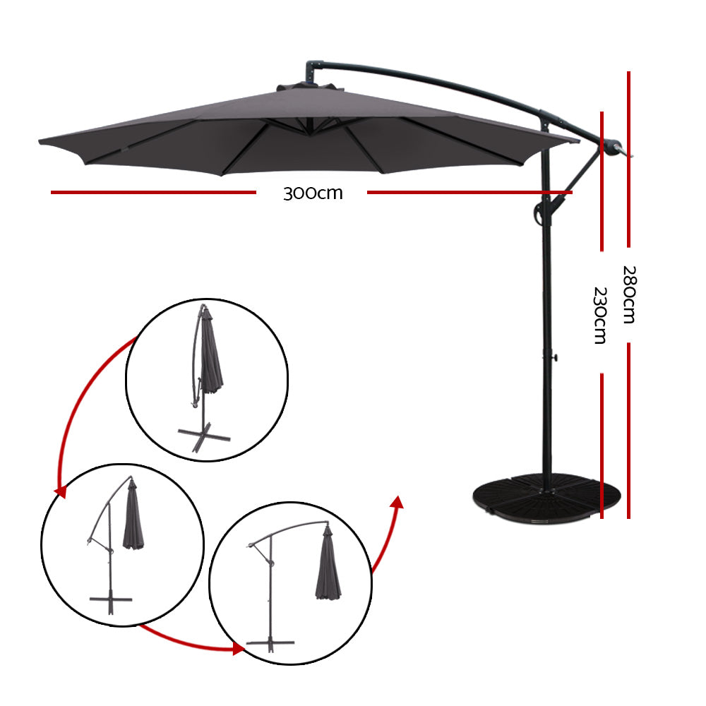 3M Outdoor Furniture Garden Umbrella Charcoal - image2