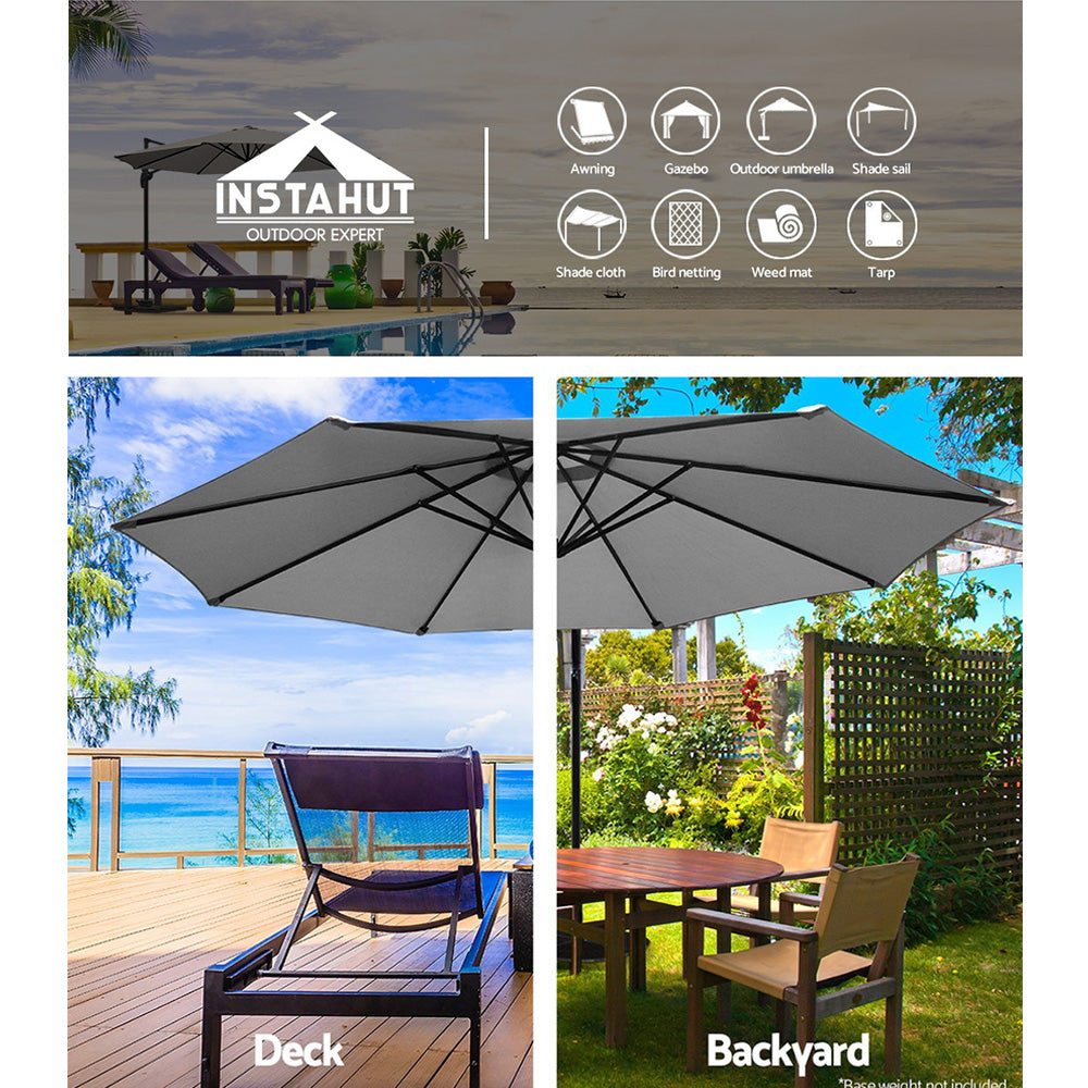 3M Outdoor Furniture Garden Umbrella Grey - image4