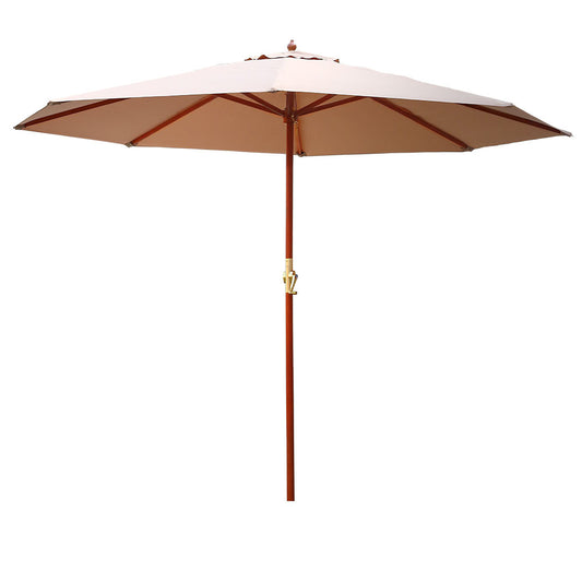 Instahut 3M Outdoor Pole Umbrella Cantilever Stand Garden Umbrellas Patio Beige - image1