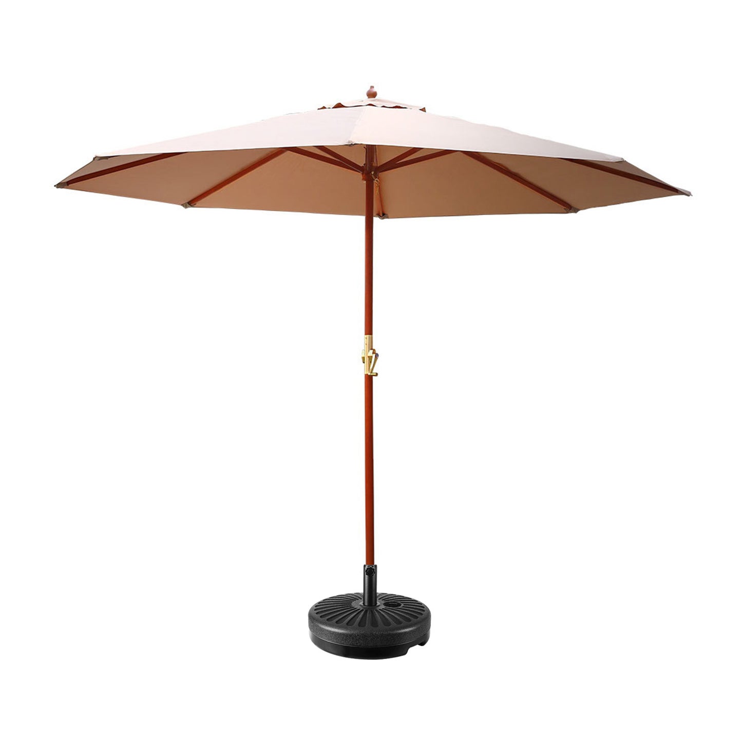 Instahut Outdoor Umbrella Pole Umbrellas 3M with Base Garden Stand Deck Beige - image1