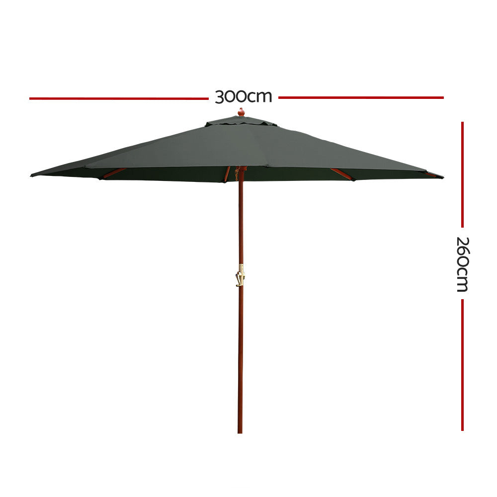 Instahut Umbrella Outdoor Pole Umbrellas Stand Sun Beach Garden Deck Charcoal 3M - image2