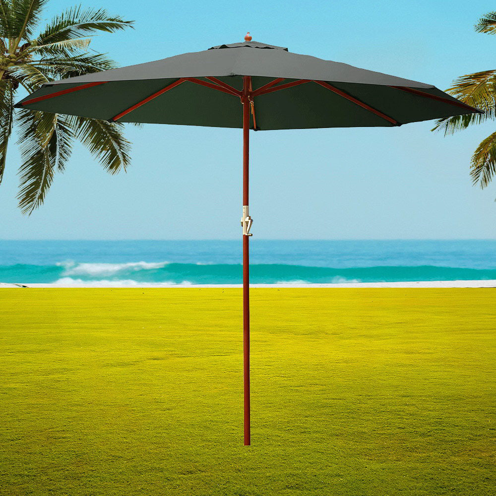 Instahut Umbrella Outdoor Pole Umbrellas Stand Sun Beach Garden Deck Charcoal 3M - image7