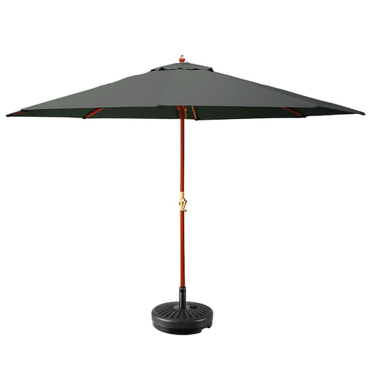 Instahut Outdoor Umbrella Pole Umbrellas 3M W/ Base Garden Stand Deck Charcoal - image1