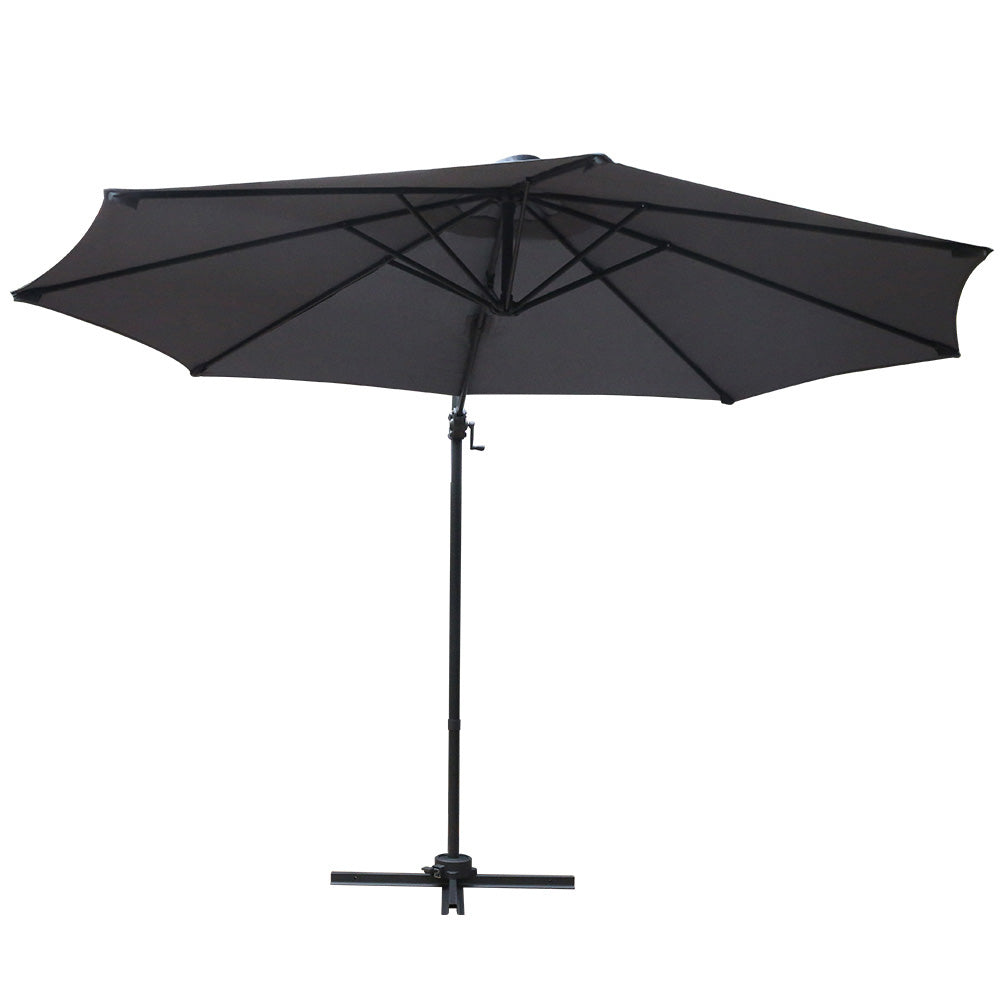 Instahut 3M Roma Outdoor Furniture Garden Umbrella 360 Degree Charcoal - image3