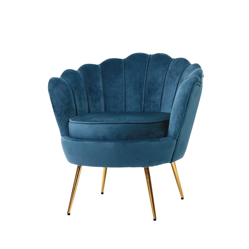 Armchair Lounge Chair Accent Retro Armchairs Lounge Shell Velvet Navy - image1