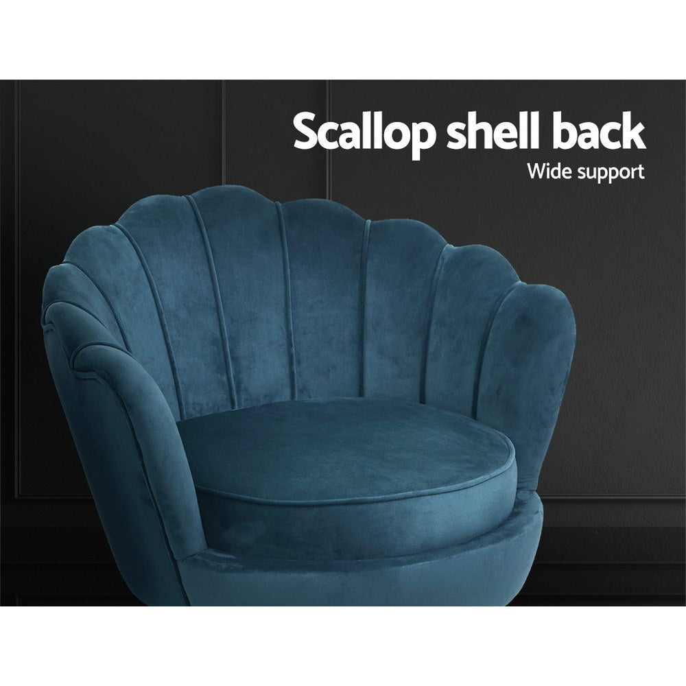 Armchair Lounge Chair Accent Retro Armchairs Lounge Shell Velvet Navy - image6