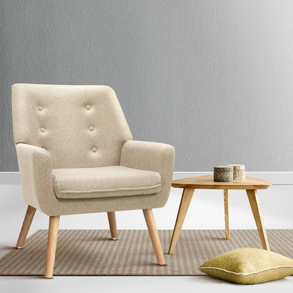 Fabric Dining Armchair - Beige - image7