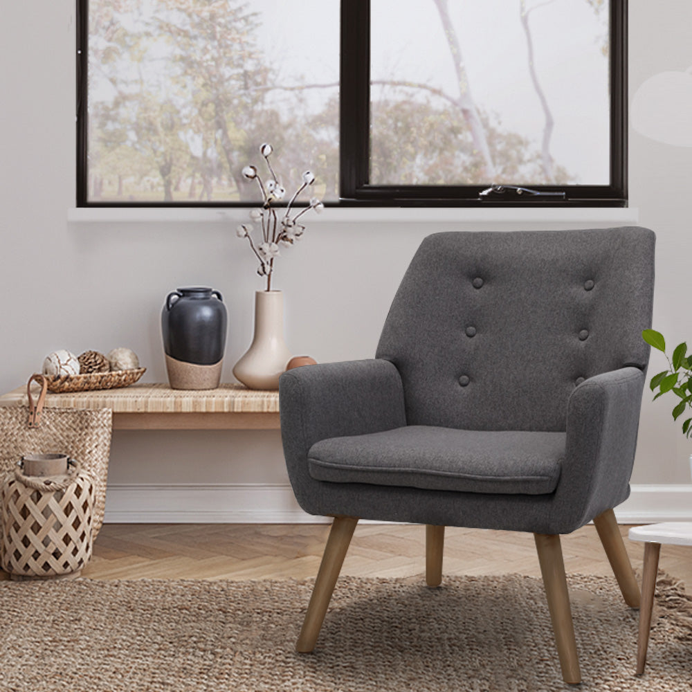 Fabric Dining Armchair - Grey - image8