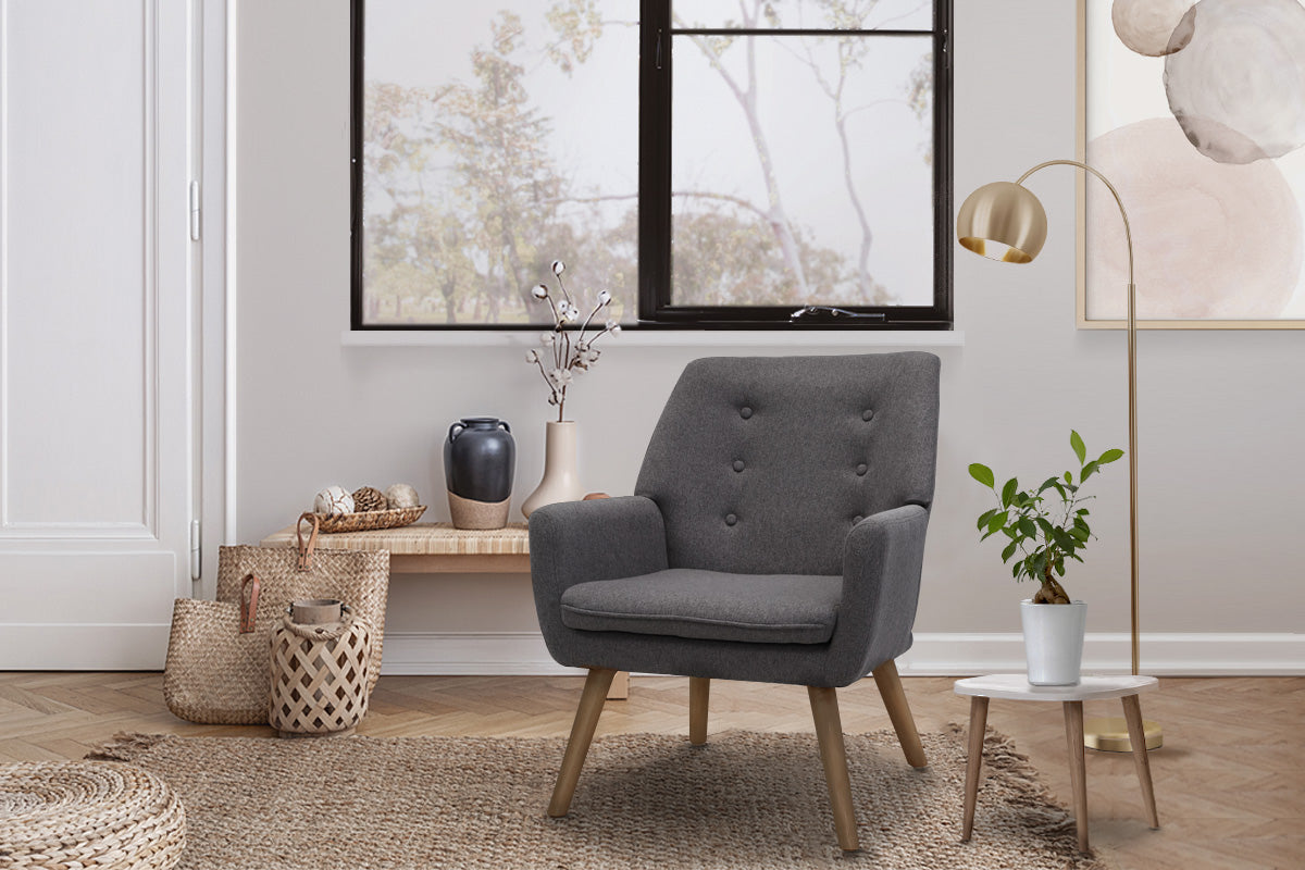 Fabric Dining Armchair - Grey - image9