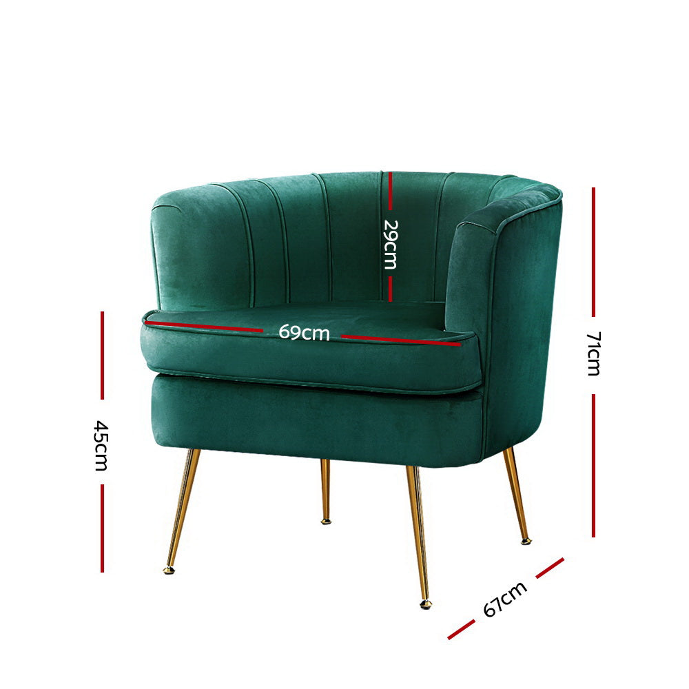 Armchair Lounge Accent Chair Armchairs Sofa Chairs Velvet Green Couch - image2