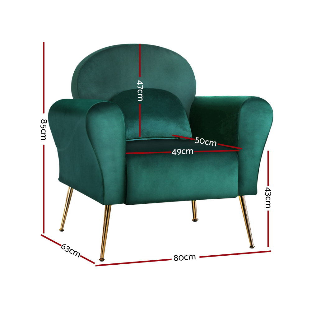 Armchair Lounge Chair Accent Armchairs Chairs Sofa Green Cushion Velvet - image2