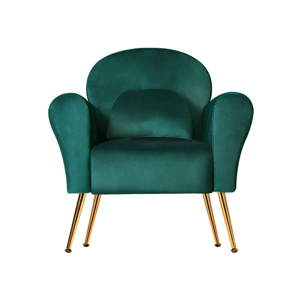 Armchair Lounge Chair Accent Armchairs Chairs Sofa Green Cushion Velvet - image3