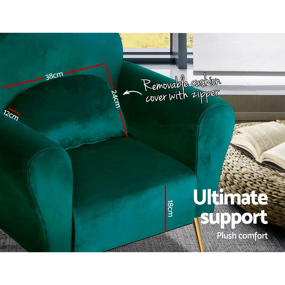 Armchair Lounge Chair Accent Armchairs Chairs Sofa Green Cushion Velvet - image5