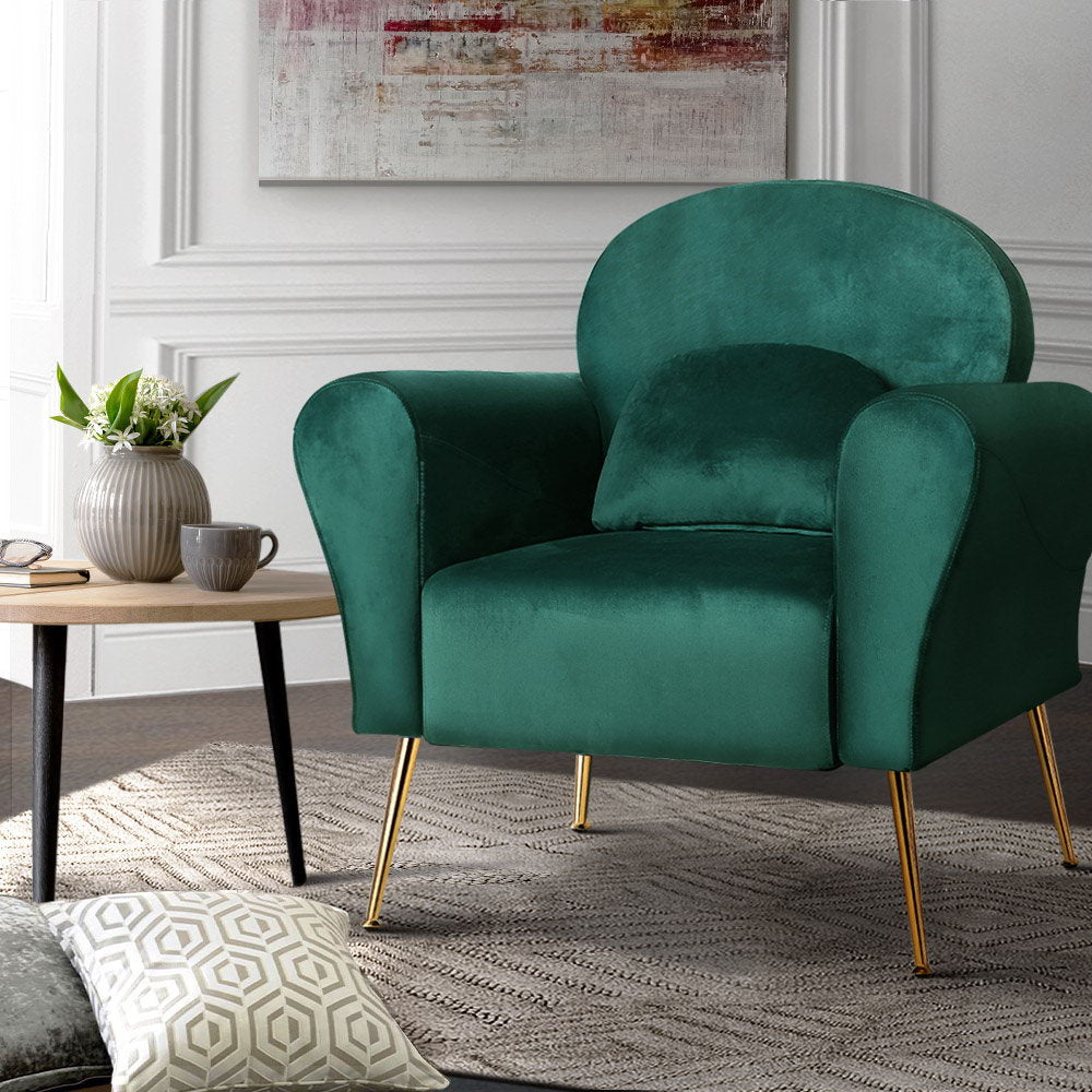 Armchair Lounge Chair Accent Armchairs Chairs Sofa Green Cushion Velvet - image8