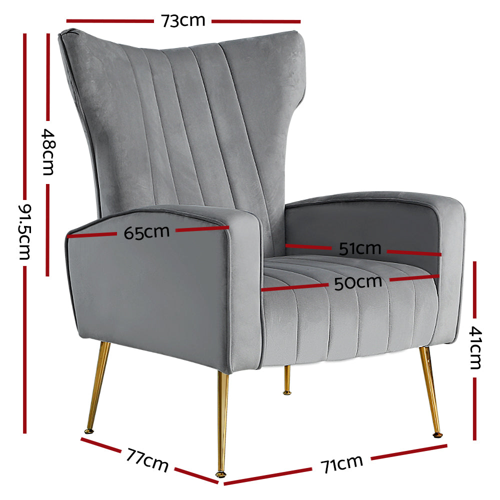 Armchair Lounge Accent Chairs Armchairs Chair Velvet Sofa Grey Seat - image2