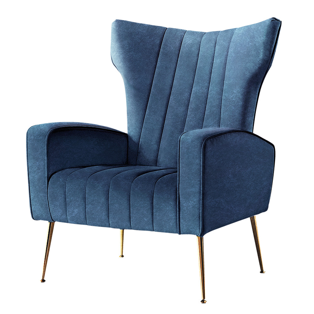 Armchair Lounge Accent Chairs Armchairs Chair Velvet Sofa Navy Blue Seat - image1