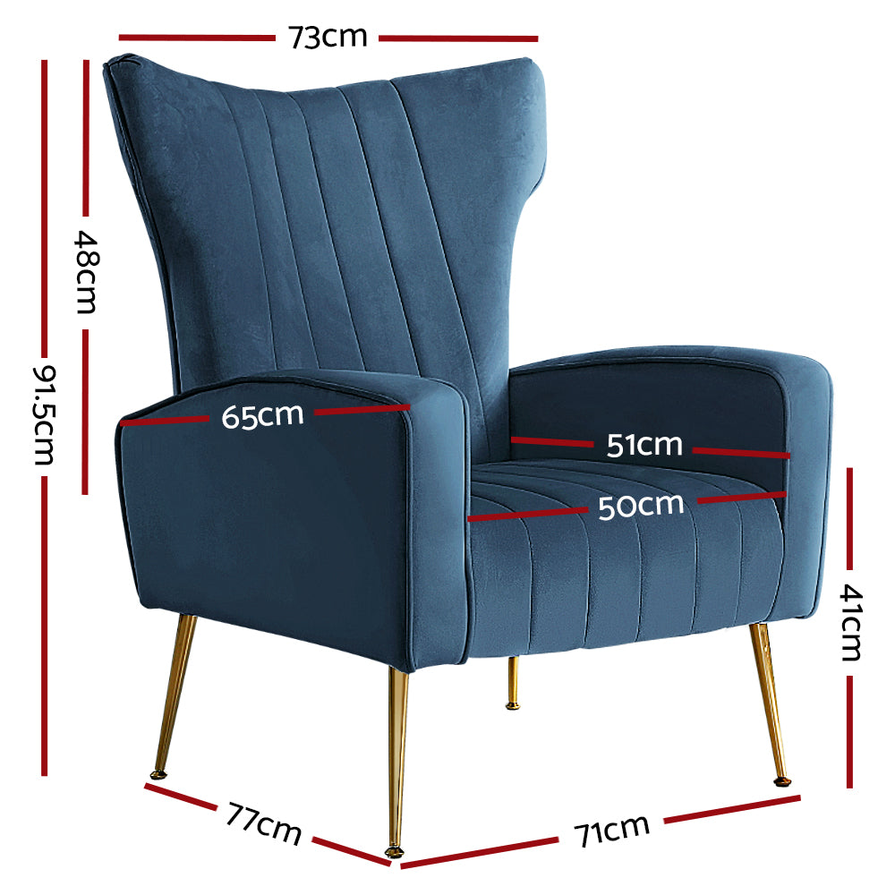 Armchair Lounge Accent Chairs Armchairs Chair Velvet Sofa Navy Blue Seat - image2