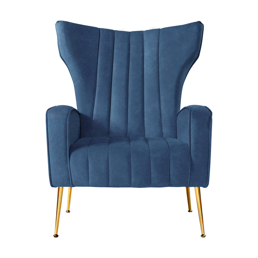 Armchair Lounge Accent Chairs Armchairs Chair Velvet Sofa Navy Blue Seat - image3