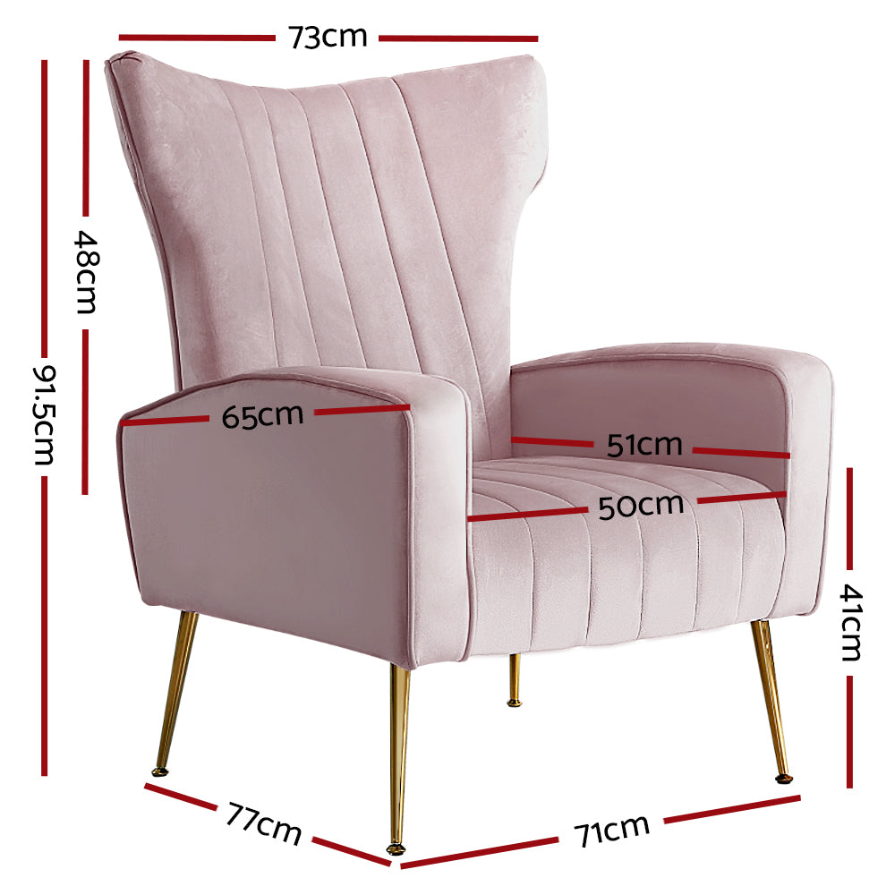 Armchair Lounge Chair Accent Armchairs Chairs Velvet Sofa Pink Seat - image2